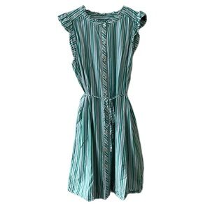 LOFT Teal and White Striped Dress